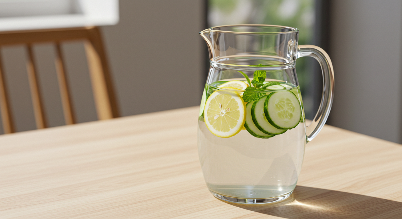 Water with lemon and cucumber